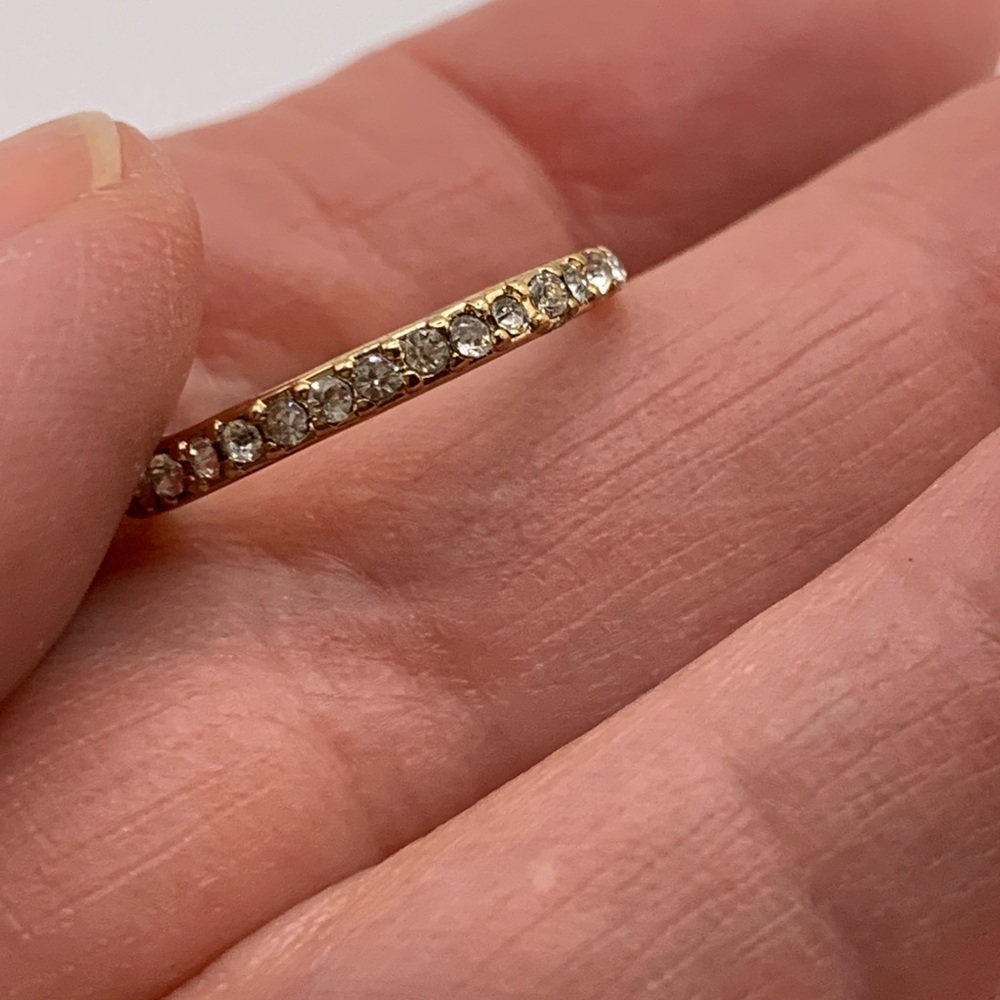 Delicate Gold Tone Eternity Band Ring - Clear Rhinestone Crystals Size 5 - Picture 6 of 6